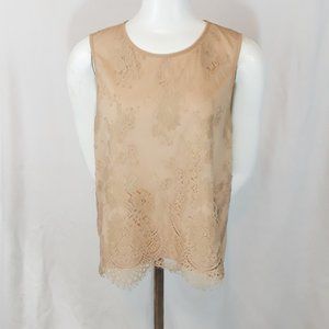 XXI Exclusive Nude Chantilly Lace Sleeveless Top L